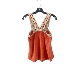 Madewell Embroidered Sweater Knit Tank XS Burnt Orange Boho Cottagecore Top